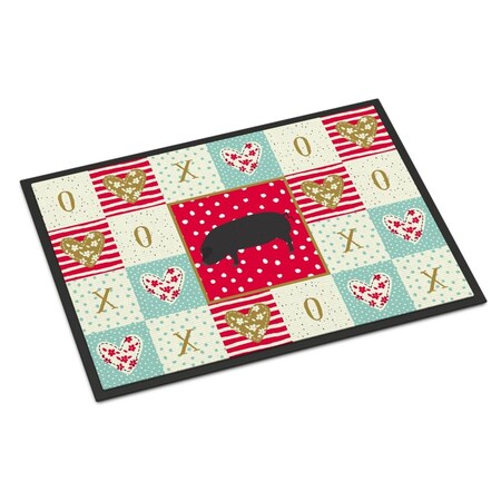 Carolines Treasures 18 x 27 in. Devon Large Black Pig Love Indoor or Outdoor Mat CK5358MAT